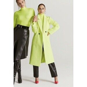 Cara Santana x APT 9 Neon Yellow Statement Overcoat Double-Breasted Size Medium